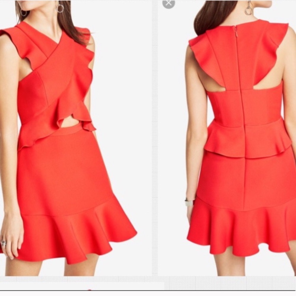 BCBG Careen Ruffle Mini Formal Cocktail Dress